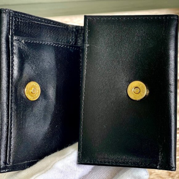 Authentic GIVENCHY Bi-fold Leather Small Wallet Logo Black w Snap Coin UNISEX - Picture 2 of 11